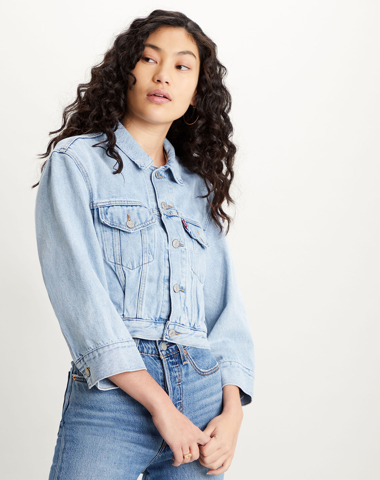 Levi's® Veste en jean crop Sleeve bleue