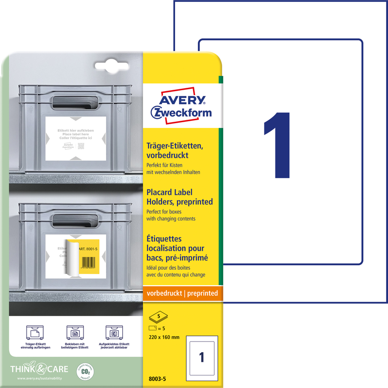 Avery Zweckform Träger-Etiketten, 8003-5, 220 x 160 mm, 5 Blatt