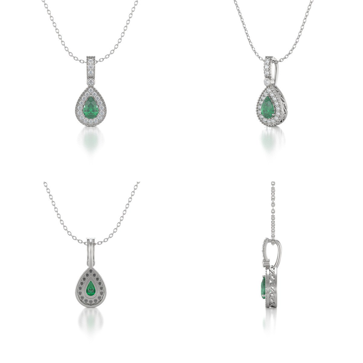 Collier Emeraude & Diamant en Argent 925 | 1.55gr | Pendentif Élégant - Aden