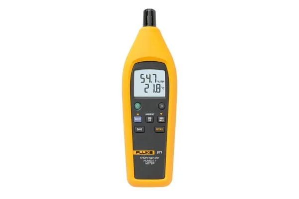 Fluke 971, Temperatur fugtighedsmåler, -20 - 60 °C, 0,5 °C, 5 - 95%, 2,5%, Sort, Gul