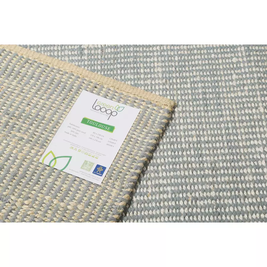 Green Looop Handweb-Teppich Toulouse mintgrün beige