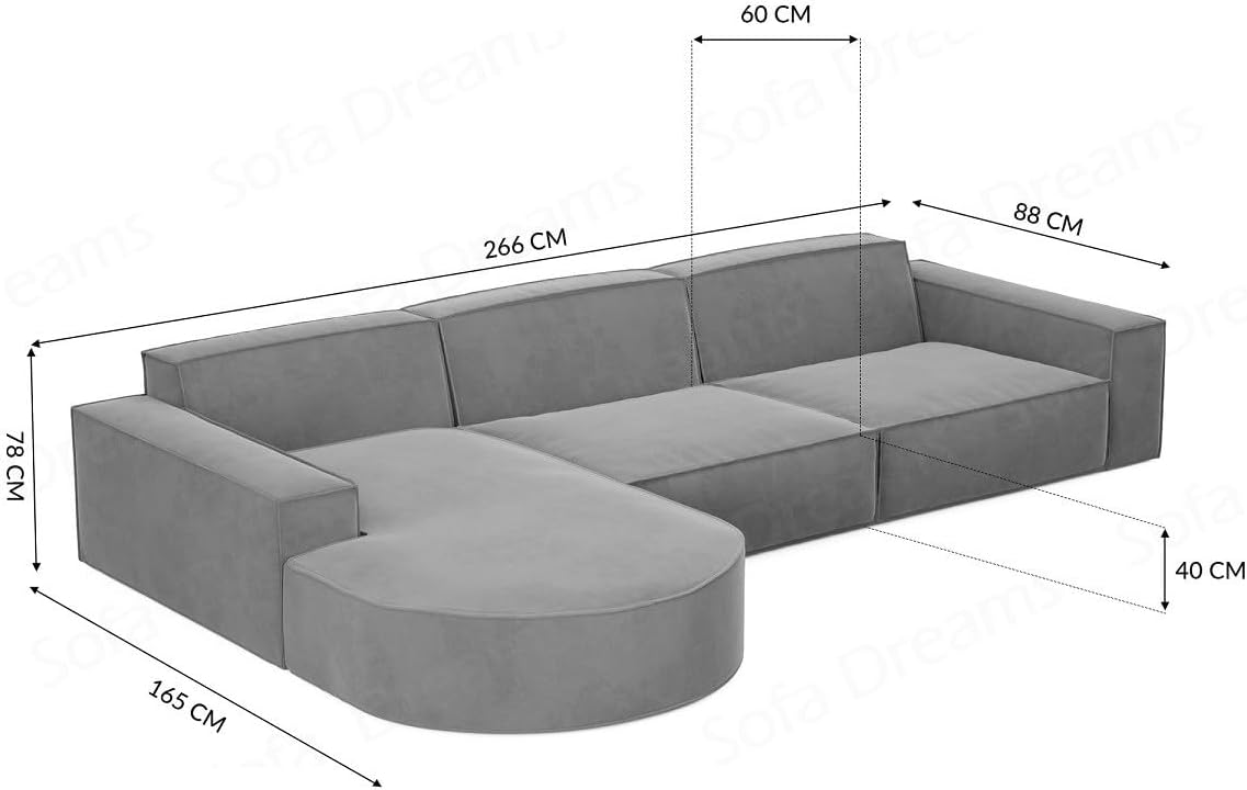 Ecksofa Alegranza Kurze L Form Designersofa Stoffsofa in Samt Sofa in Stoff (Hellbraun, Ottomane Links)