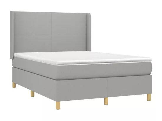 Sommier tapissier et matelas et LED Gris clair 140x190 cm Tissu