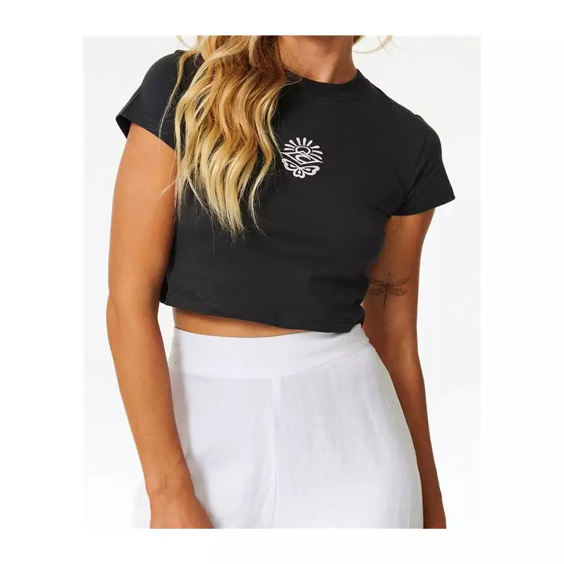 Teeshirt femme RIPCURL Icons Of Surf Baby Tee Washed Black XL
