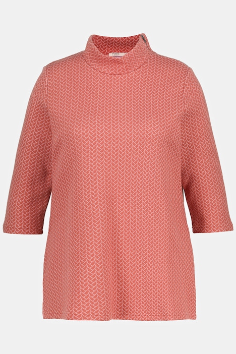 Sweatshirt, Jacquard, Stehkragen, 3/4-Arm, Biobaumwolle