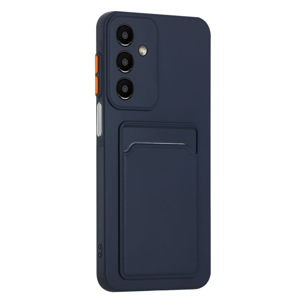 Samsung Galaxy A56 Gummi Case Hülle mit Kartenfach - Dunkelblau / Orange