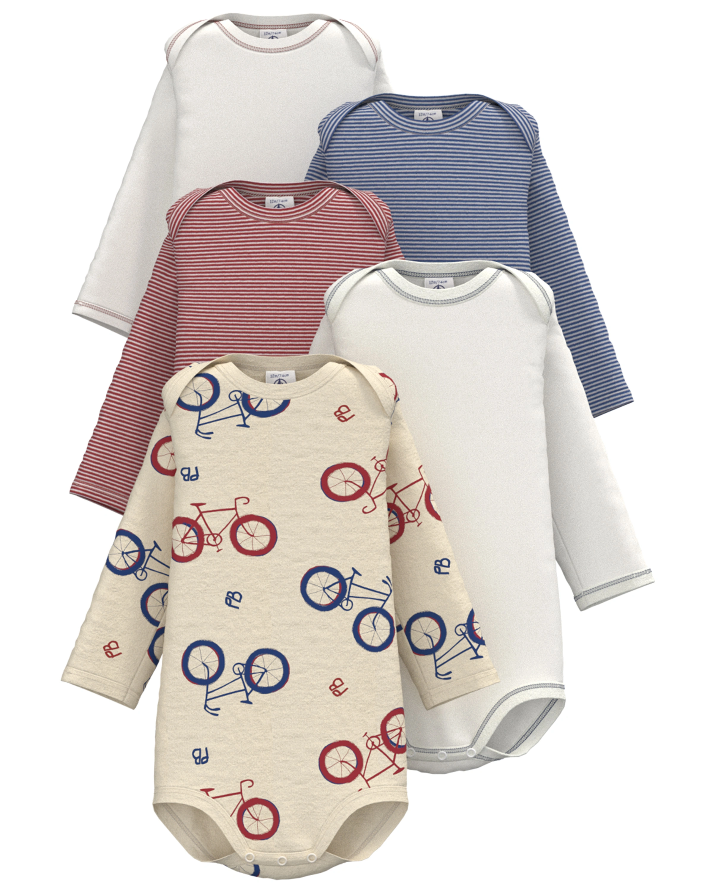 Langarmbody BICYCLETTE 5er-Set in bunt