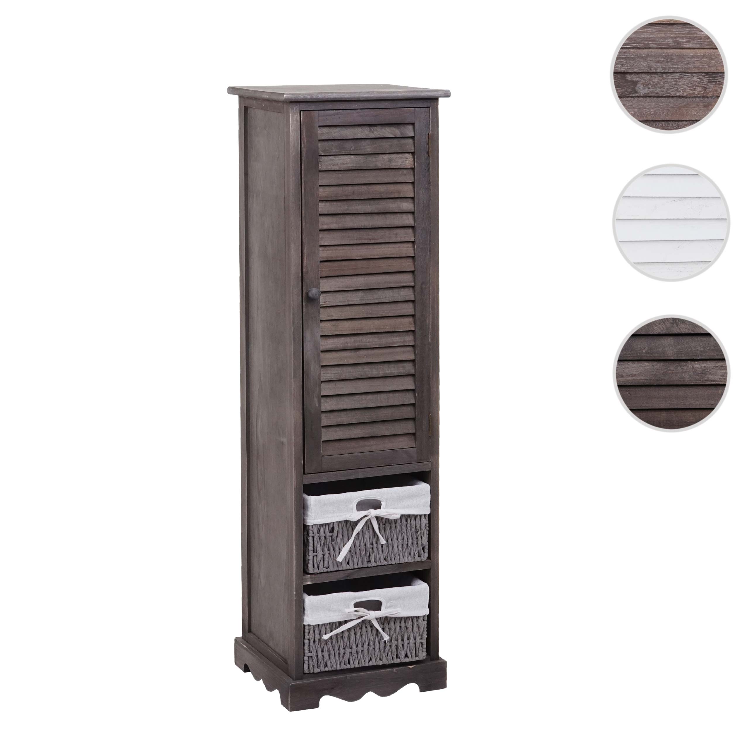Badezimmerkommode MCW-H20, Badezimmer Schrank Badschrank Badregal, 120x27x29cm Massiv-Holz ~ shabby grau-braun