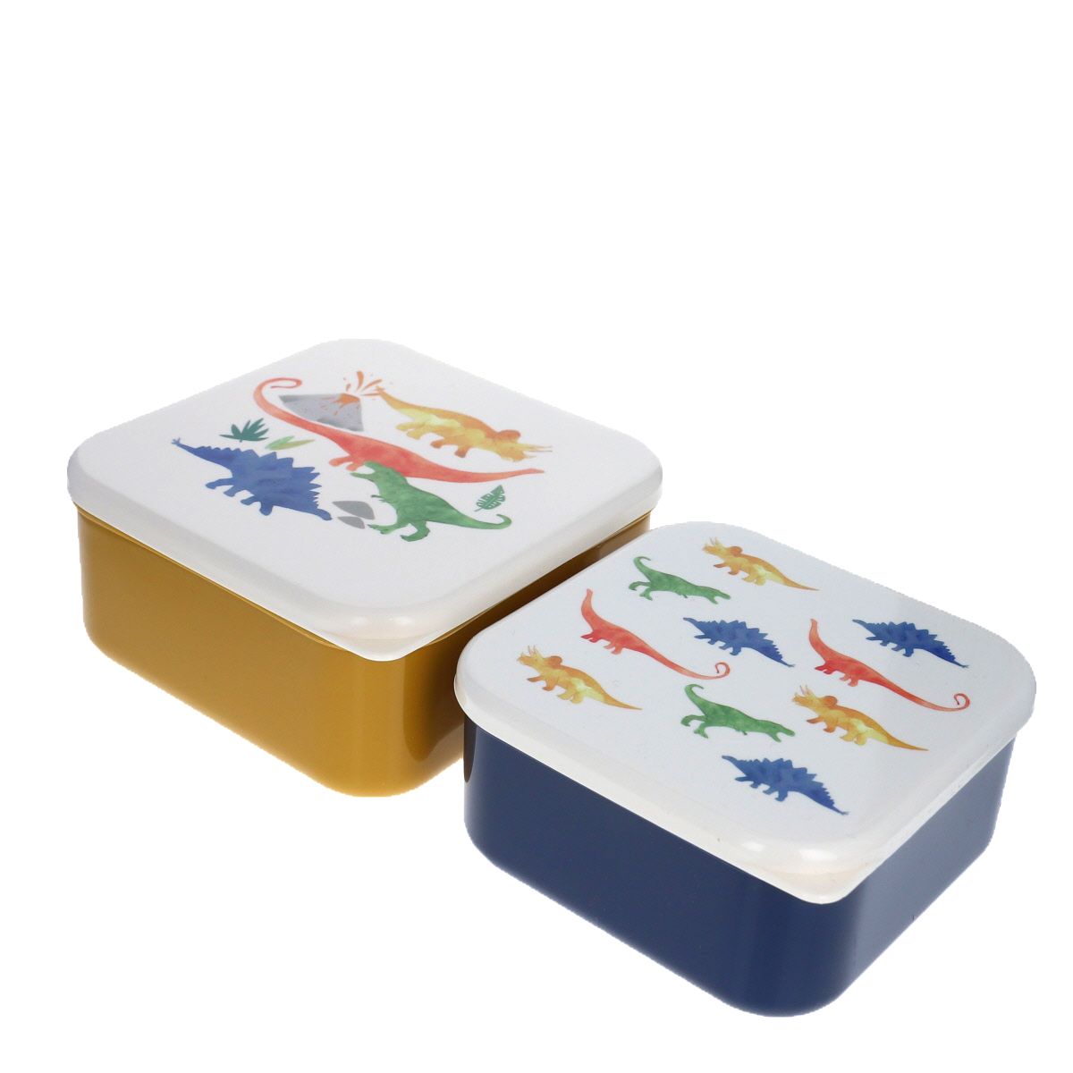 Lot de 2 boîtes à goûter moutarde Dinosaure Pause goûter