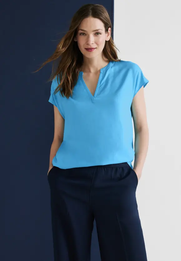 Viskose Long Blusenshirt - splash blue