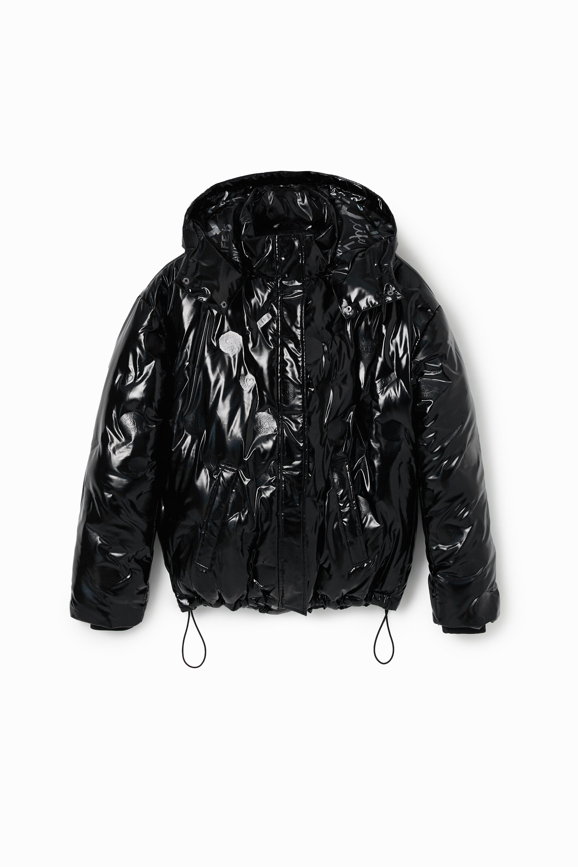 Jaqueta de vinil acolchoada oversized