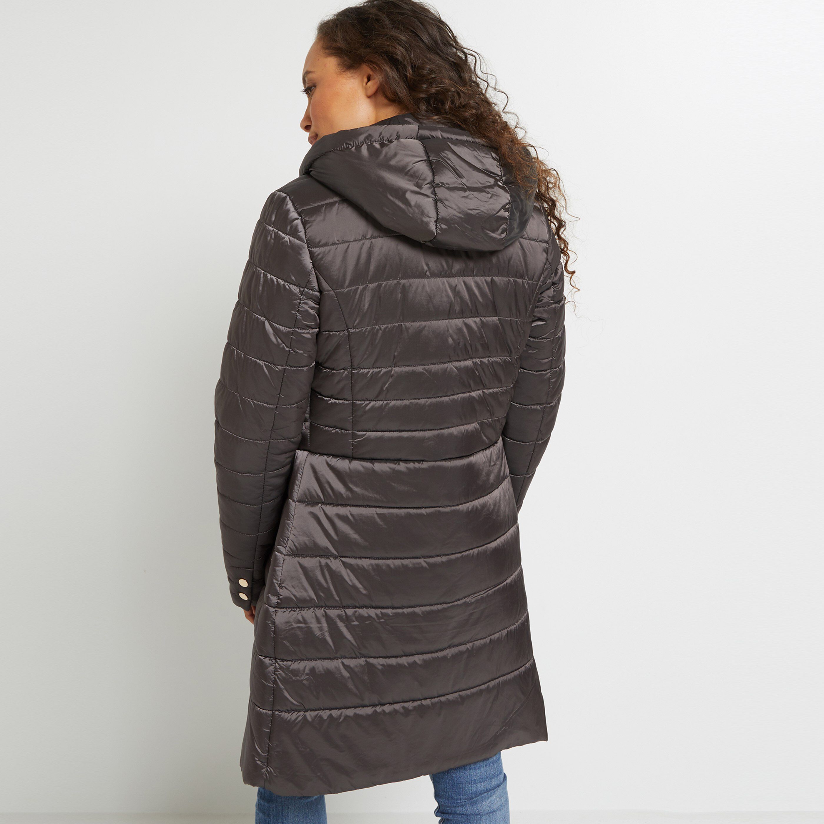 Doudoune fine longue femme - GRIS