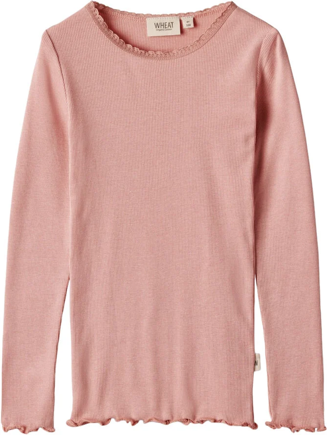 Wheat Langærmet Rib T-shirt Reese Lyserød
