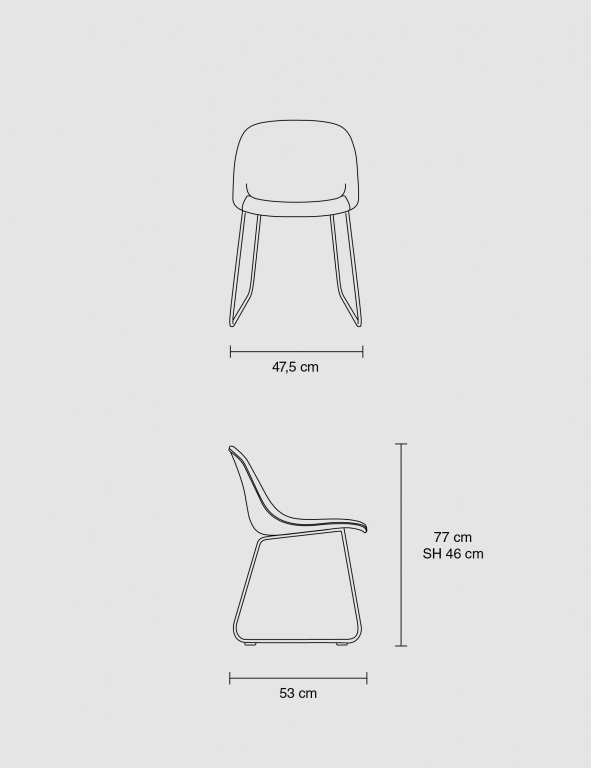 Muuto Fiber Side Sled stoel grijs