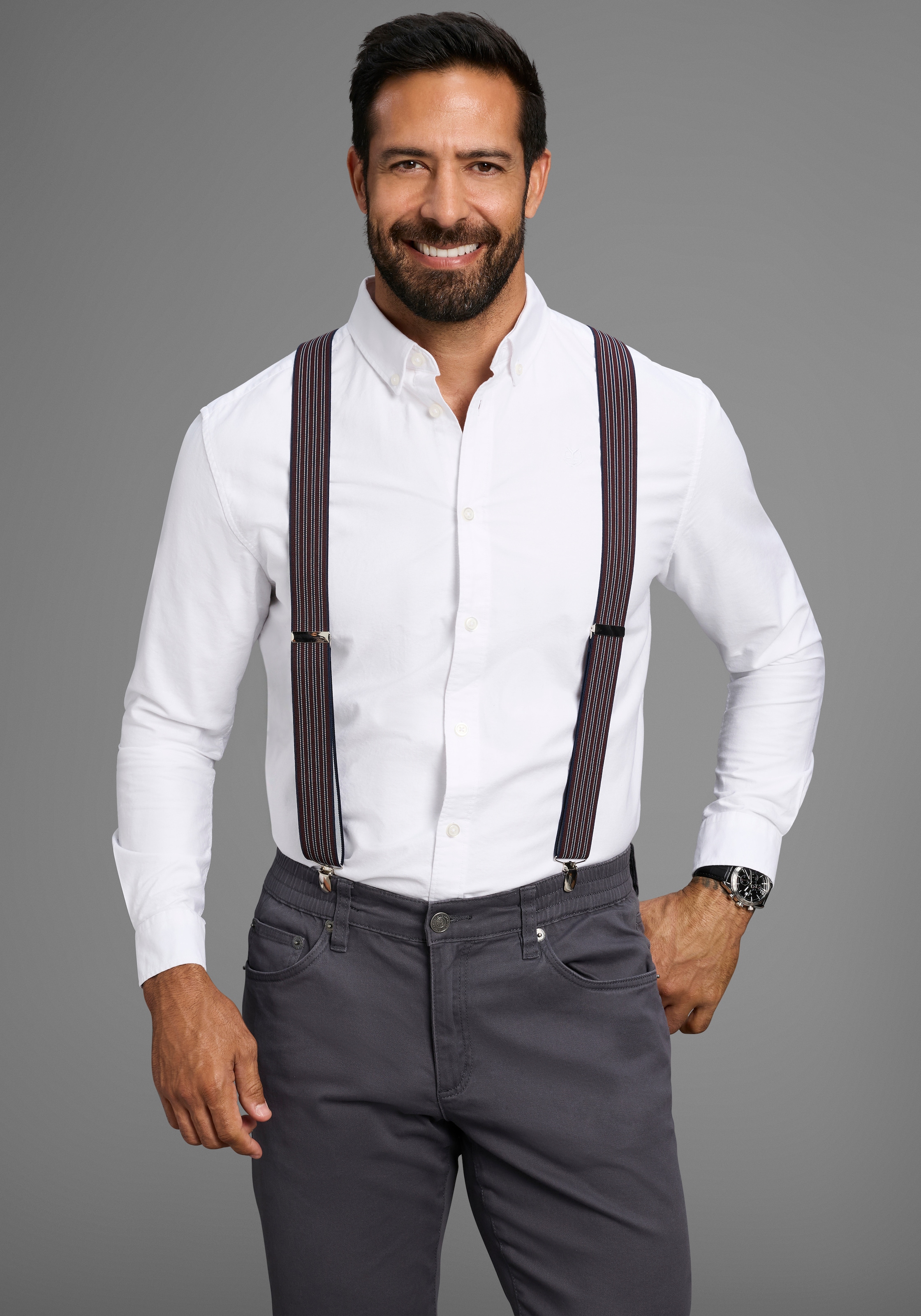 Man's World Hosenträger , in bequemer Breite & extra Länge bis 130cm - NEW - im Streifendesign