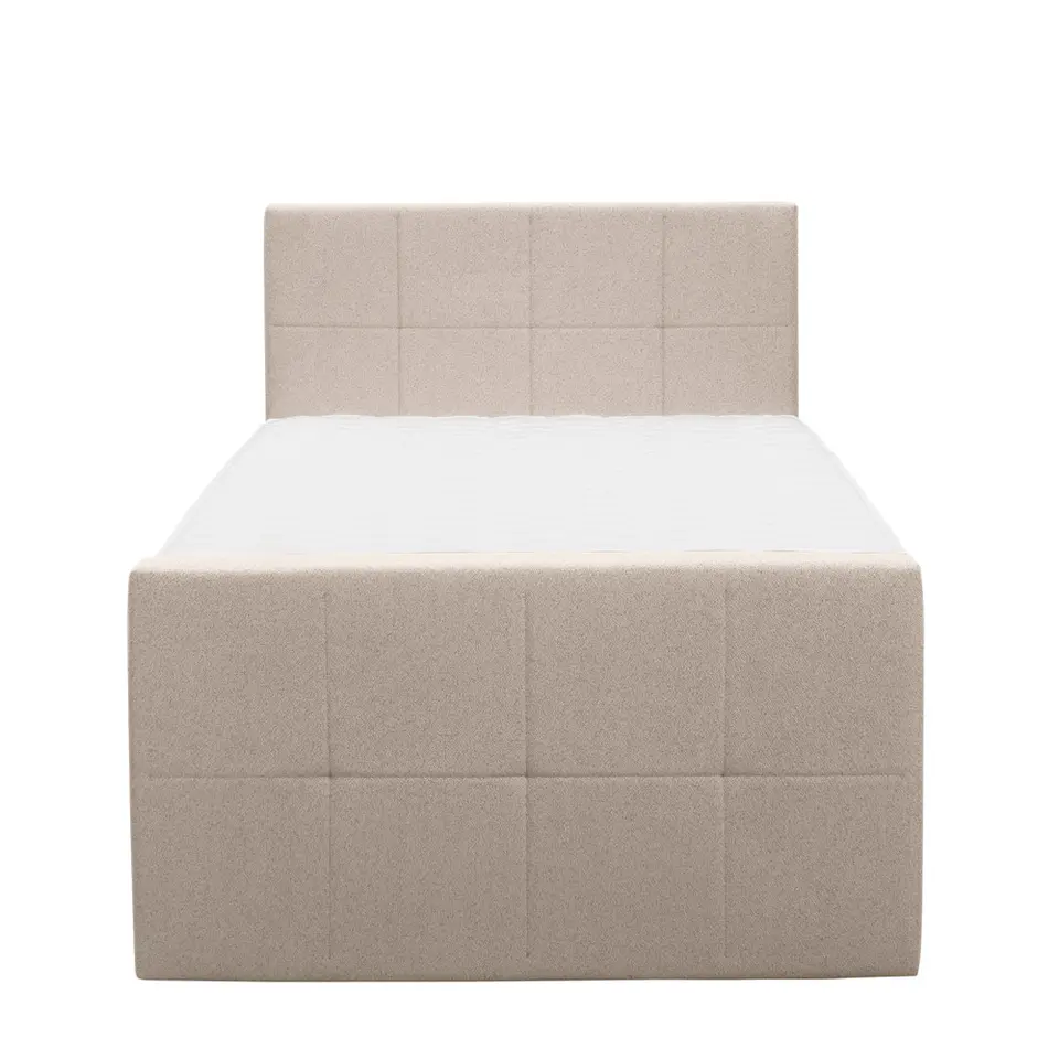 Boxspring met voetbord Liv geblokt - beige - 120x200 cm - vierkante poot