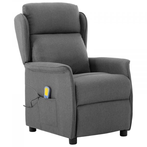 vidaXL Cadeira de Massagem em Tecido Cinza Claro - 4105017138