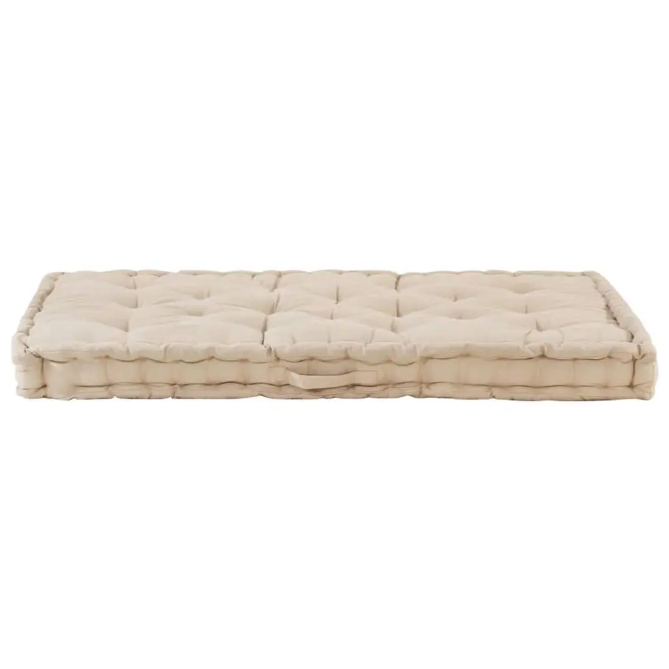 vidaXL - Palletkussen - Beige - Katoen - 120 x 40 x 7 cm & 120 x 80 x 10 cm