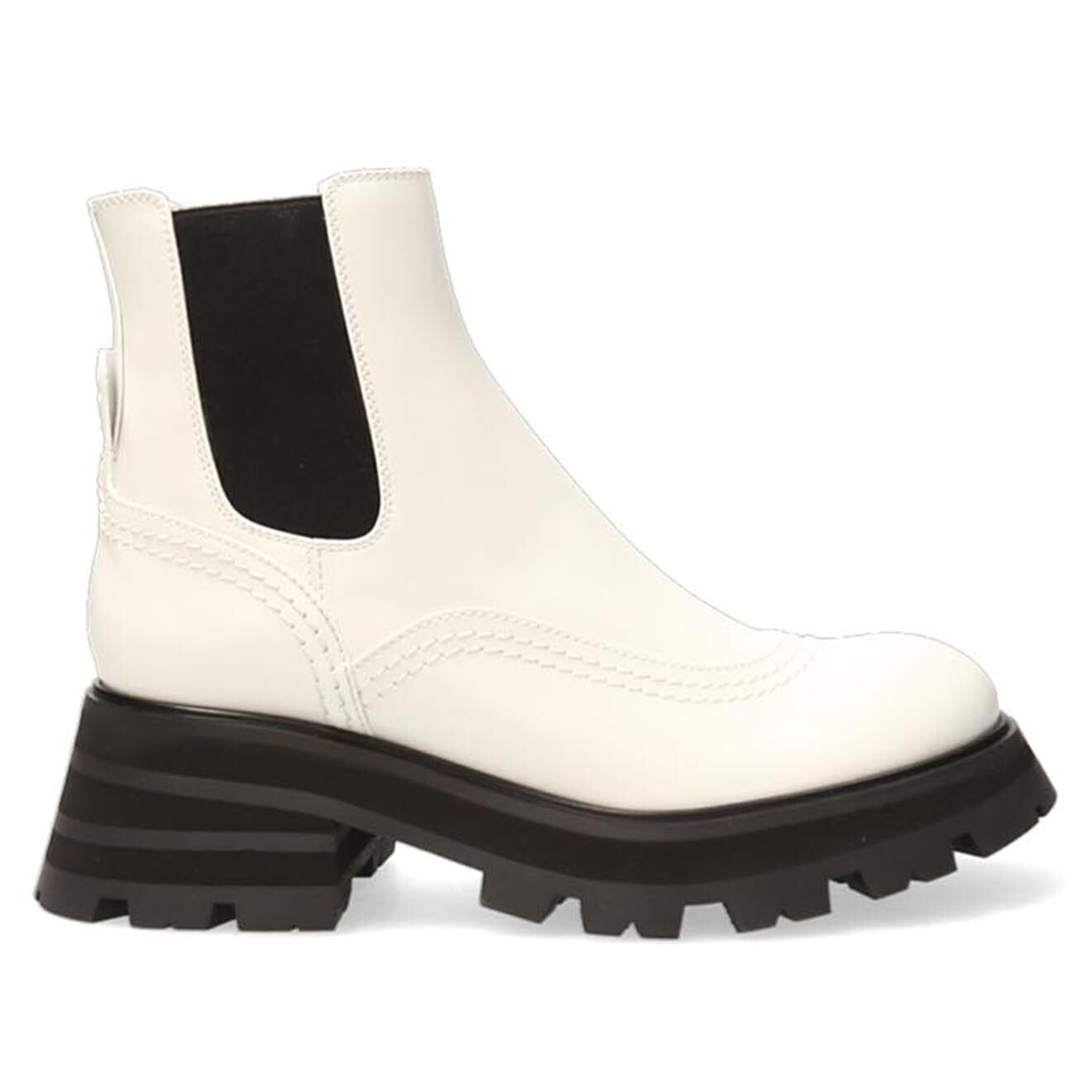 Alexander McQueen Chelsea Boots en Cuir ivoire/noir - Talon 6 cm