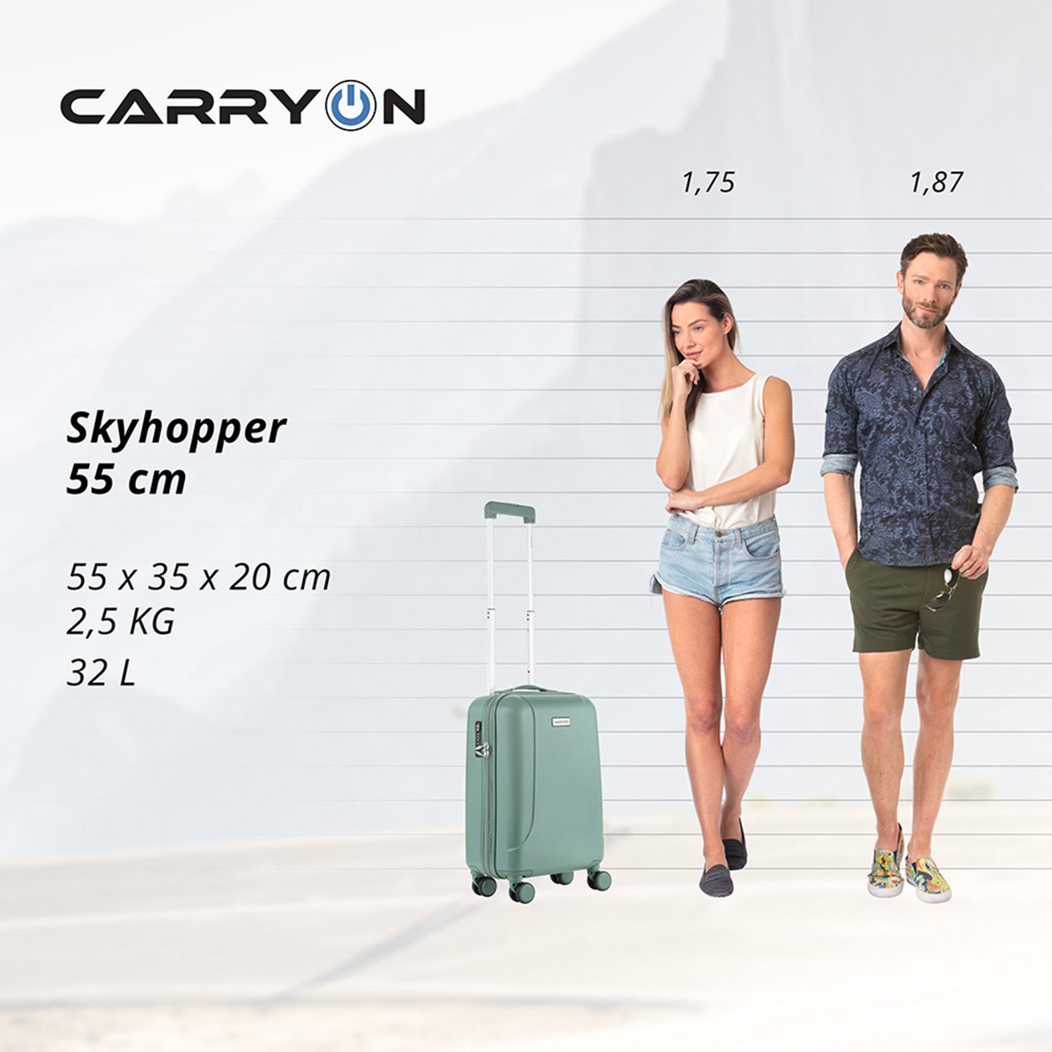 CarryOn Skyhopper 55 + 78 Set olive
