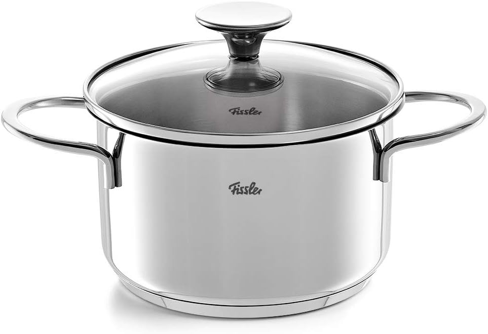 Fissler Copenhagen/Edelstahl-Topfset, 5-teilig, Kochtopf-Set, Töpfe mit Glas-Deckel (3 Kochtöpfe, 1 Bratentopf, 1 Stielkasserolle-deckellos) - Induktion