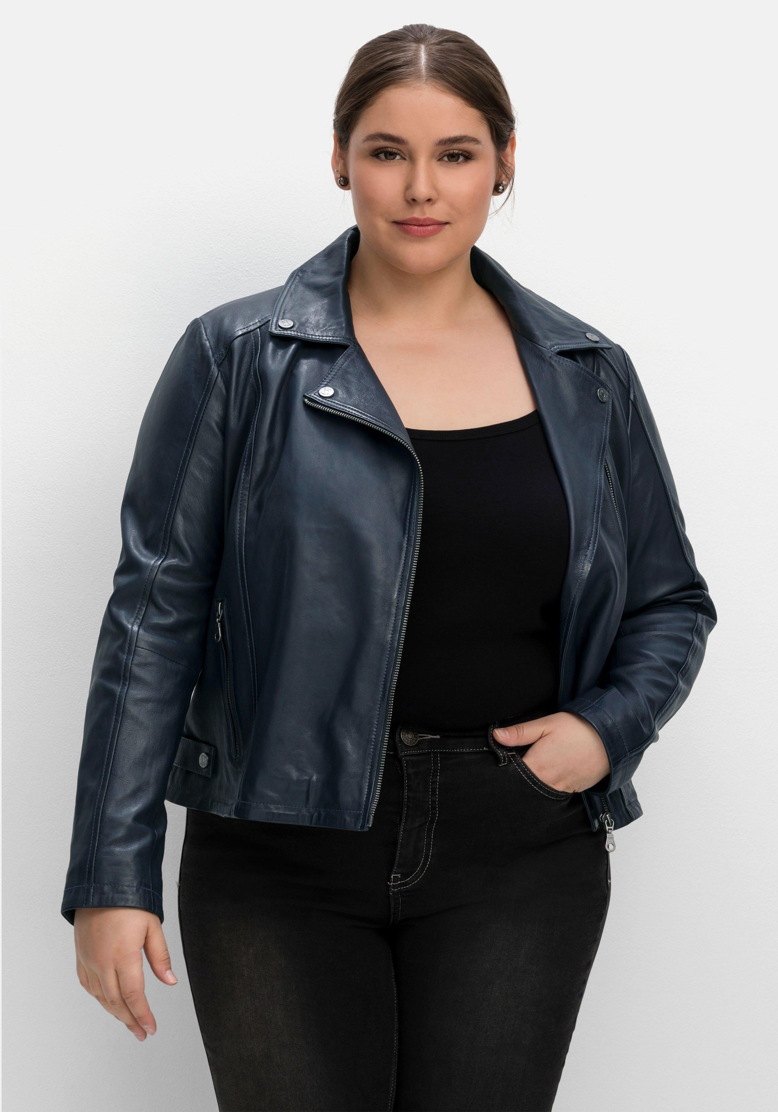 Kurze Lederjacke aus Lammnappa, im Biker-Stil