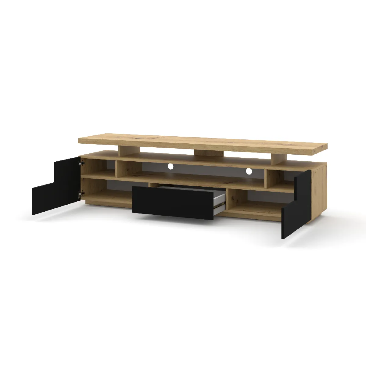 BIM Furniture Meuble TV EVA 180 cm | Chêne/Noir