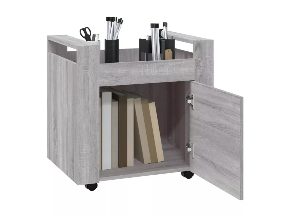 Chariot de bureau Sonoma gris 60x45x60 cm Bois d'ingénierie