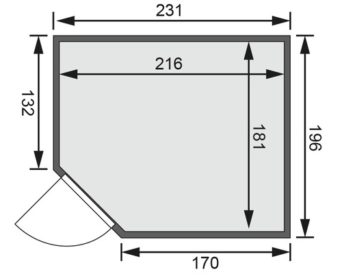 Karibu Malina modulaire sauna zonder oven en dakrand, met houten deur en geïsoleerd glas.