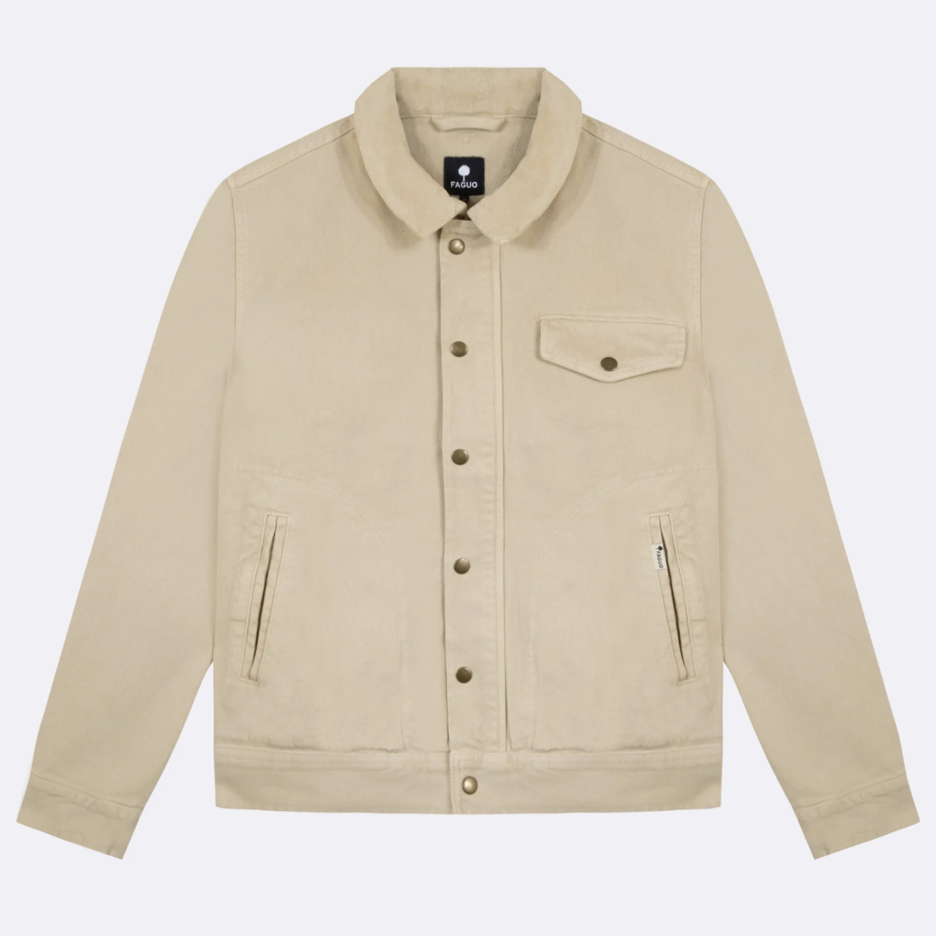 Blouson beige col en velours coton - modèle seillon
