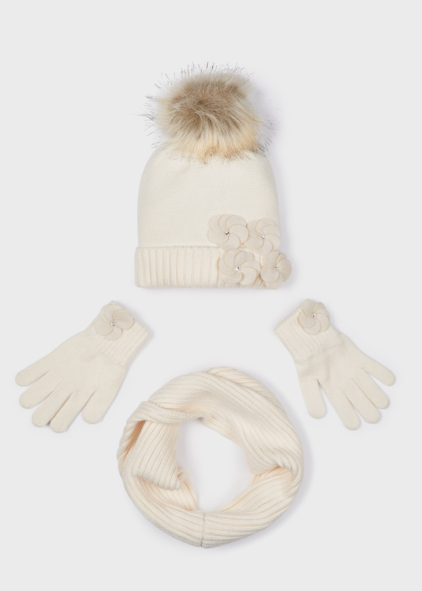 Conjunto de tricô de 3 peças para meninas