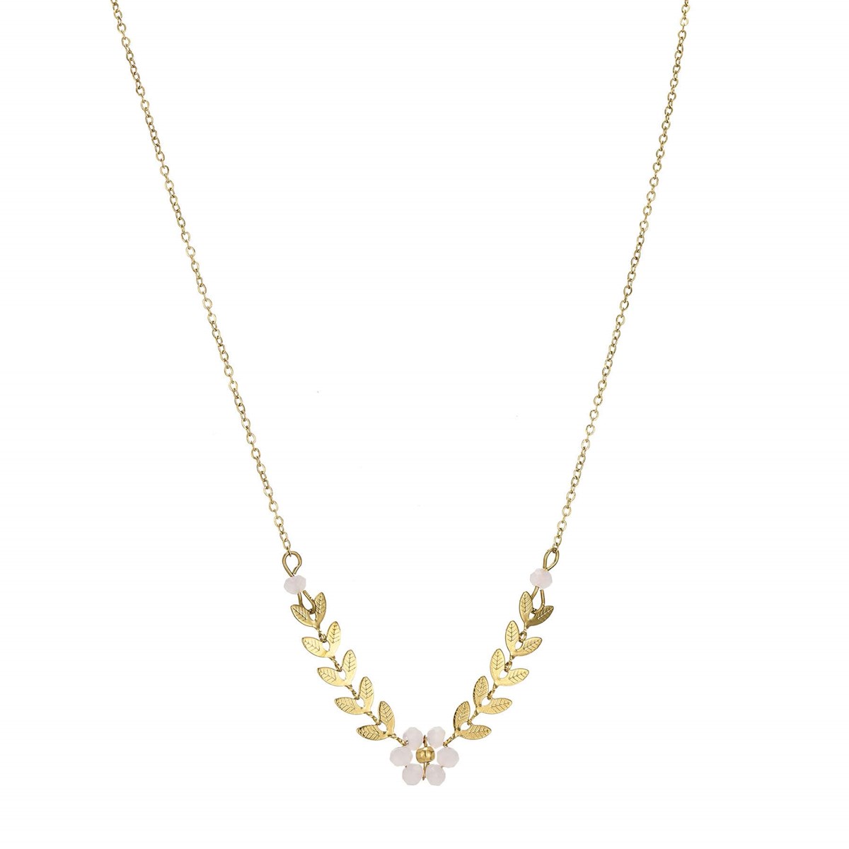 Collier Flora blanc acier doré or
