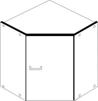 Eck-Hängeschrank WIEN - weiß Hochglanz-Eiche Vintage - 60 cm