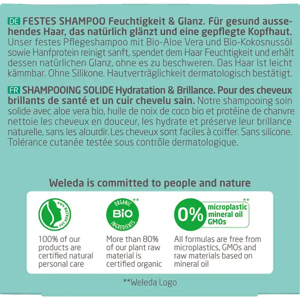 Festes Shampoo Feuchtigkeit & Glanz