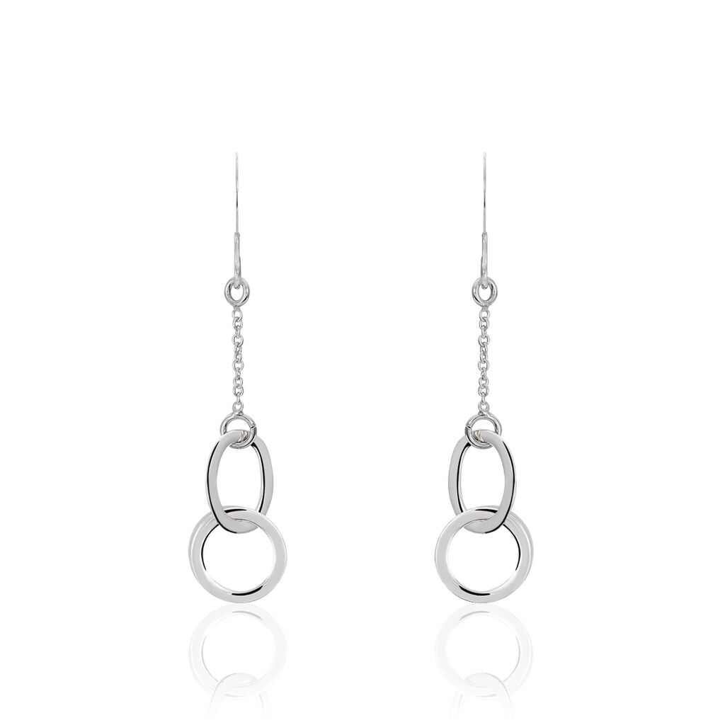 Boucles D'oreilles Pendantes Toi Et Moi Argent Blanc