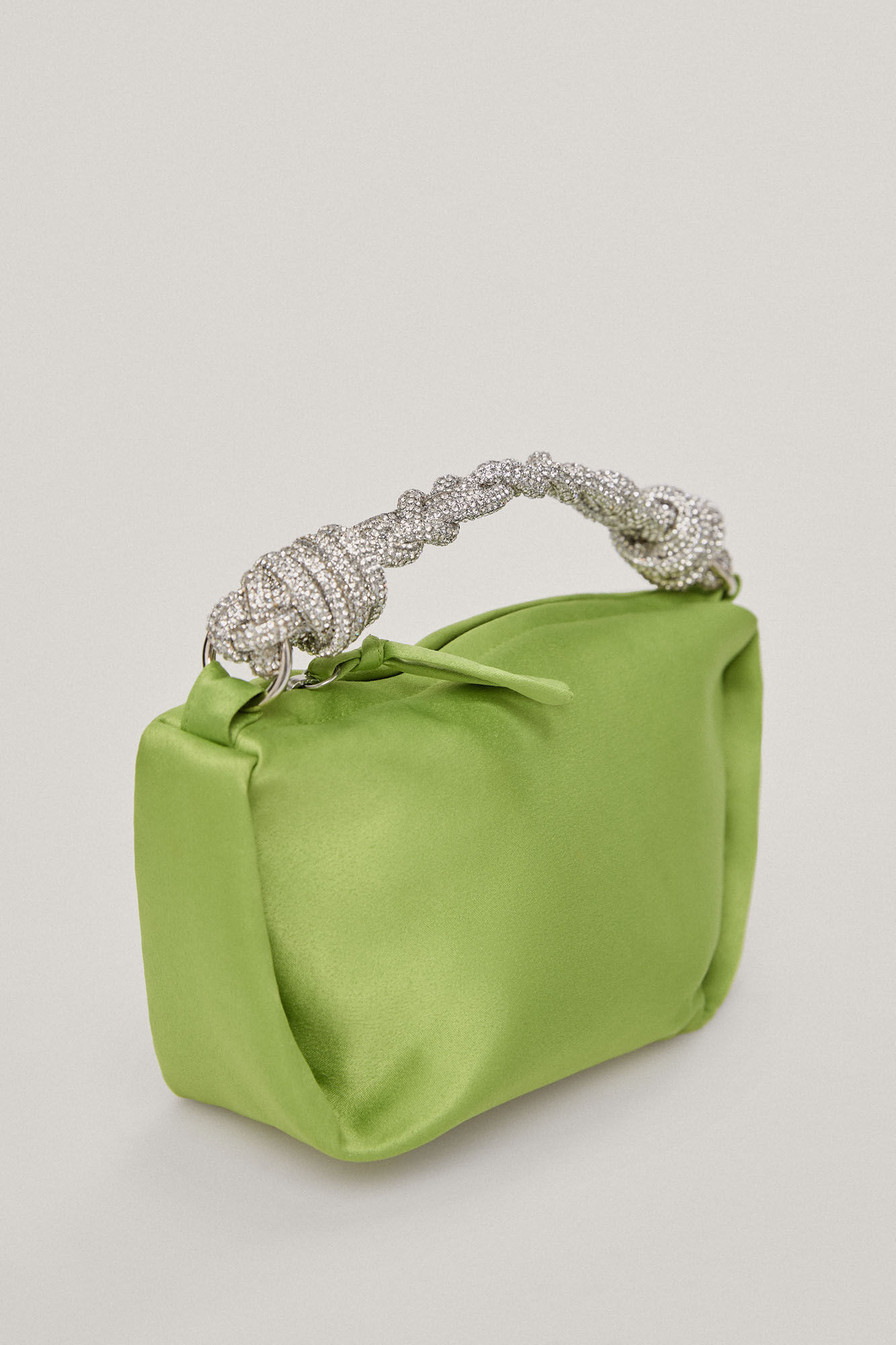 Bolsa Paloma.Mini de cetim com cristais - Verde