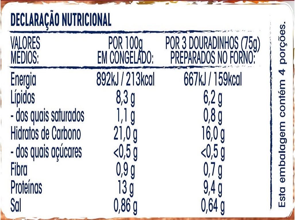 DOURADINHOS IGLO PESCADA FORNÍSSIMO 12UN 300G