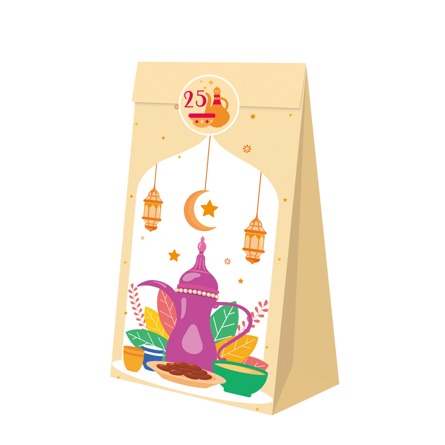 (30er Set) DIY Ramadan Kalender zum Befüllen Eid Mubarak Geschenk Tüten Candy Gift Bags inkl. Sticker - Bunt