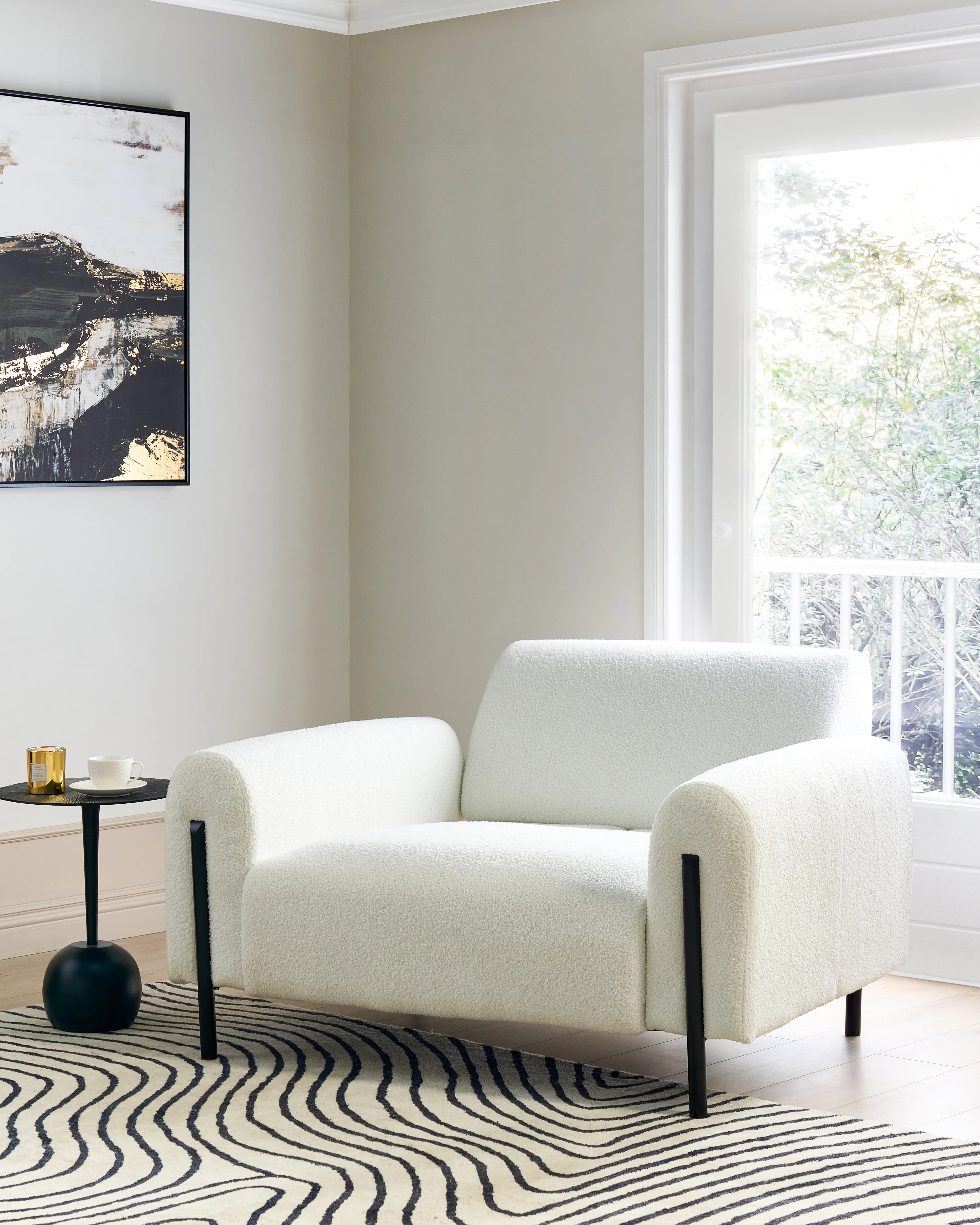 Fauteuil ASKIM Bouclé Wit