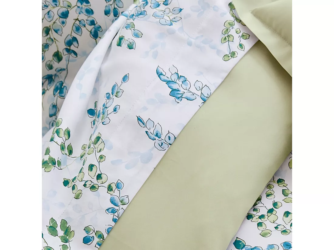 Drap plat 240x310 cm satin de coton ANGÈLE vert tilleul