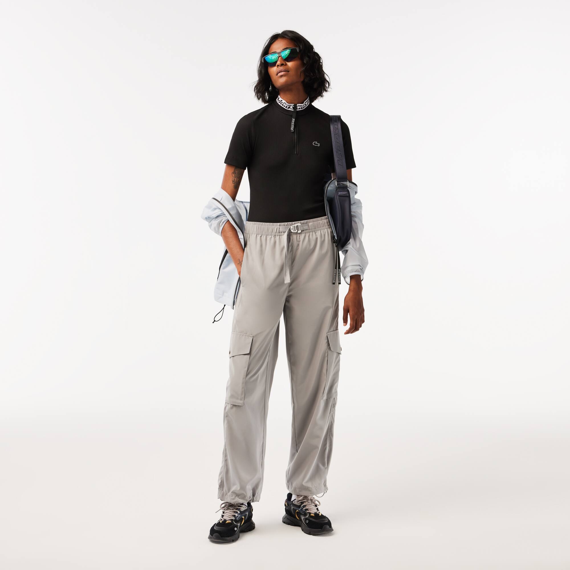 Damen-LACOSTE Poloshirt aus Jacquard Kurze Ärmel - Schwarz - Lacoste - Damen