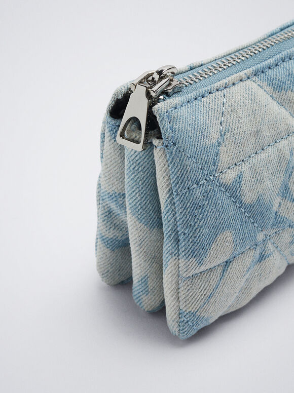 Carteira Jeans Floral - Azul