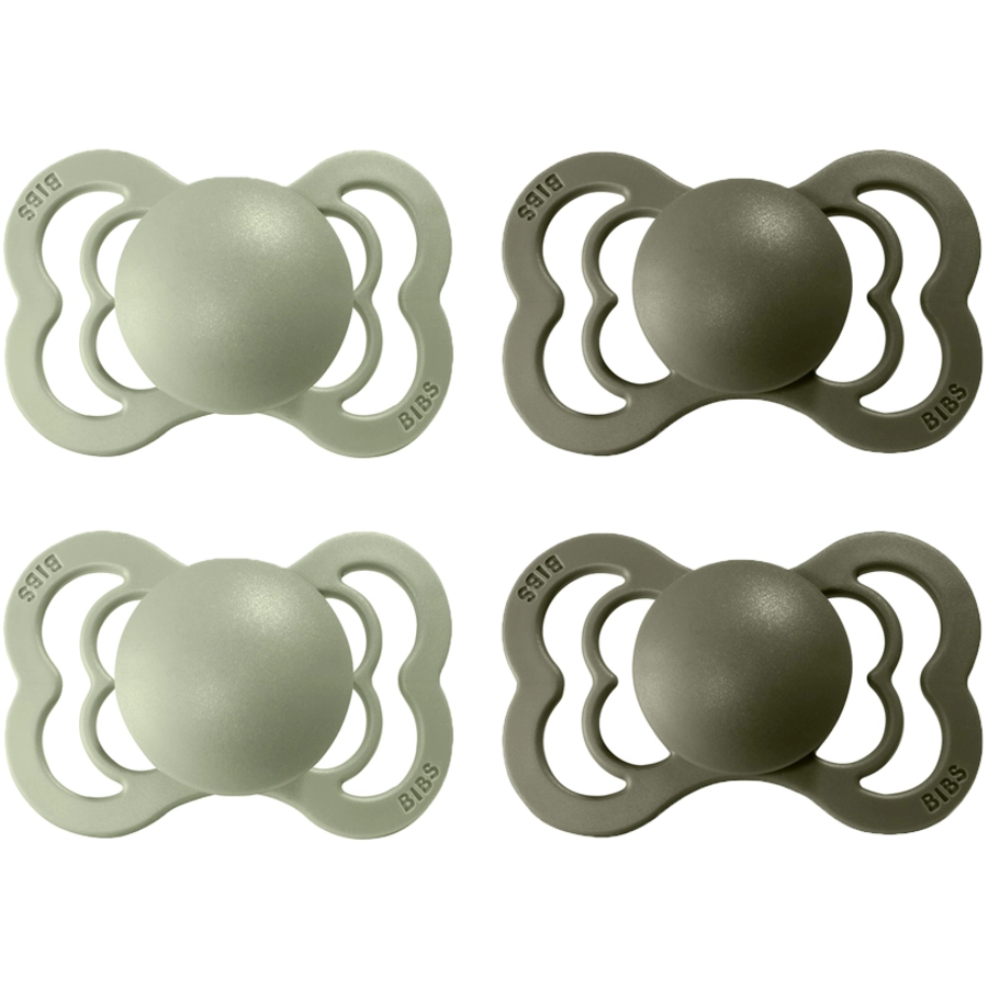 BIBS® Schnuller Supreme Sage  Hunter Green Latex 6-36 Monate, 4 Stk.