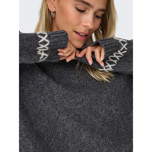 ONLY Amanda Striktrøje, Dark Grey Melange, XS