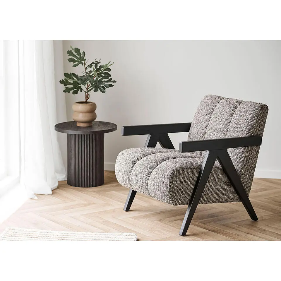 Fauteuil Bruin Stof - Zithoogte 32cm - 83x68x76cm - Florence