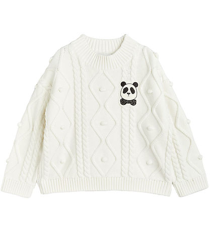 Mini Rodini Bluse - Strick - Offwhite m. Panda