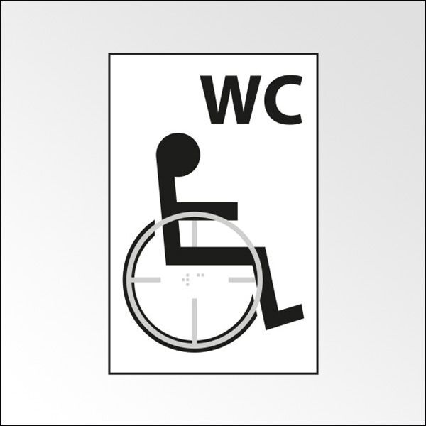 Panneau WC Picto PMR en relief et braille