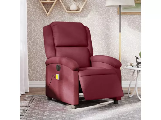Fauteuil massant inclinable électrique Rouge bordeaux Tissu