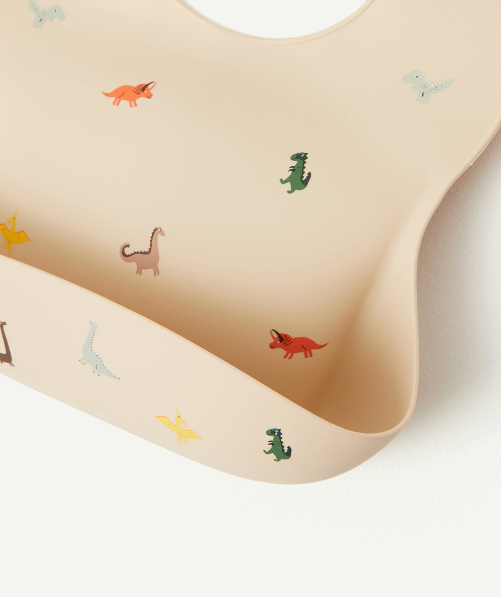 MUSHIEBAVOIR DINOSAURES BEIGE EN SILICONE POUR BÉBÉ
