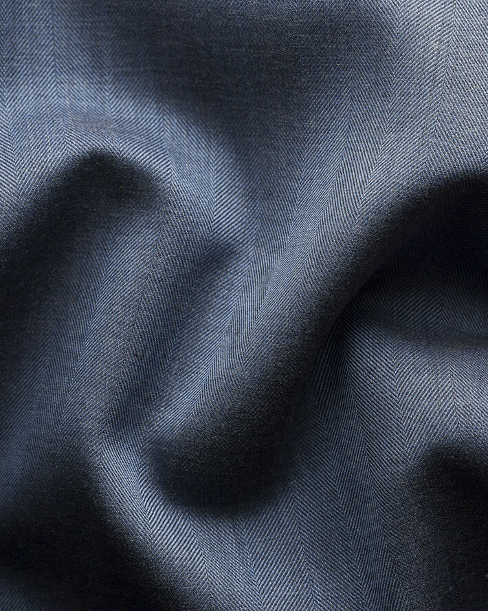 ETON Slim Fit Mid Blue Herringbone Wrinkle Free Flannel Shirt Blå